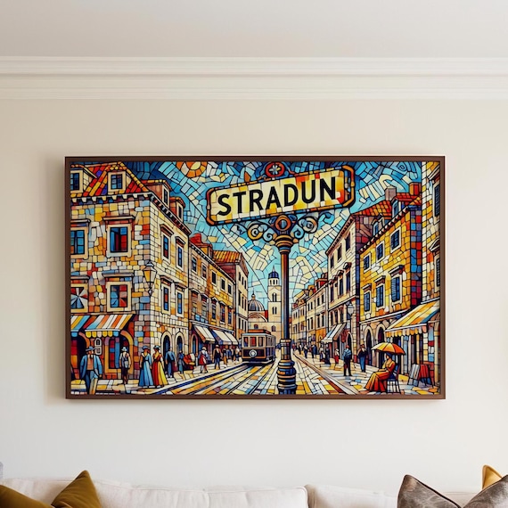 Stradun Dubrovnik Croatia Cubist Mosaic Old Town Street Scene Poster