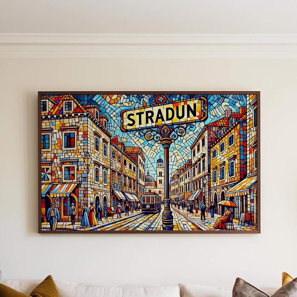 Stradun Dubrovnik Croatia Cubist Mosaic Old Town Street Scene Poster