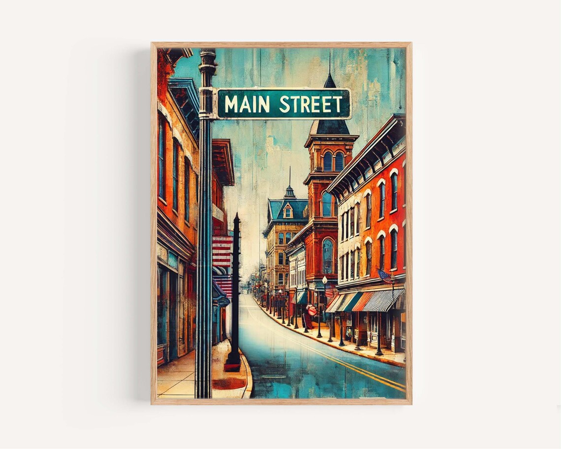 Main Street Stroudsburg Pennsylvania Vintage Downtown Travel Poster