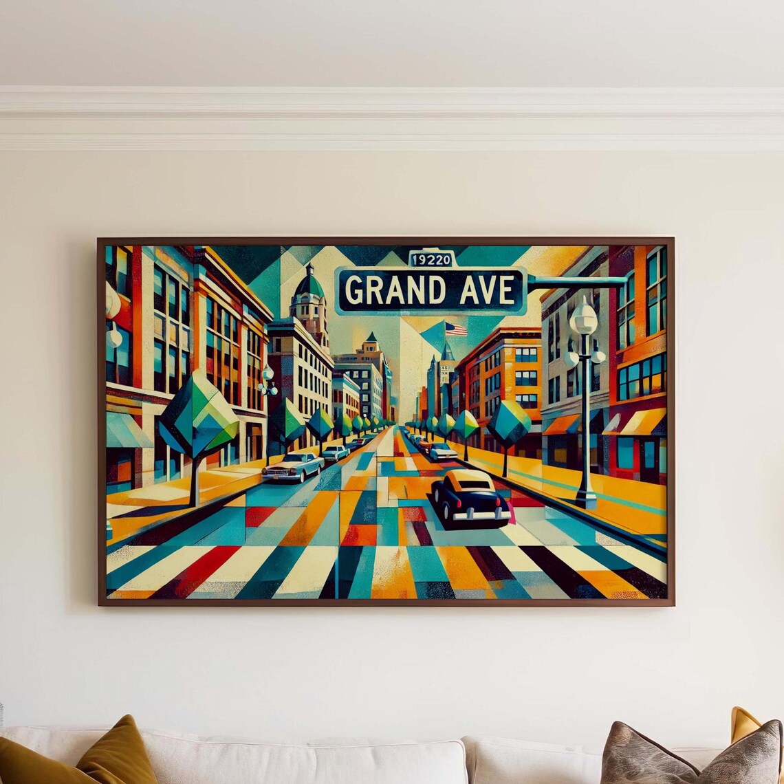 Grand Avenue Des Moines Iowa Stylized Geometric City Art Poster