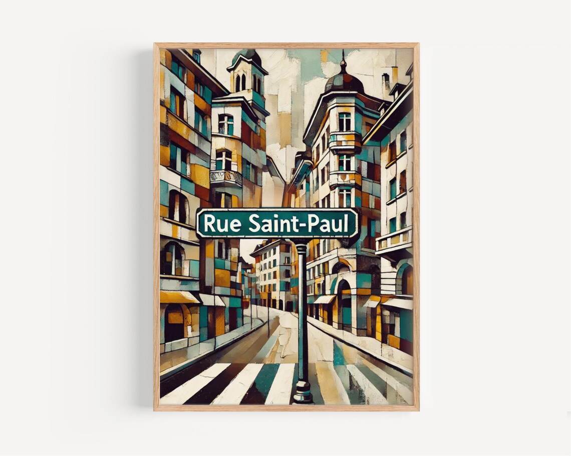 Rue Saint-Paul Paris Art Deco Old Town Street Sign Art Poster