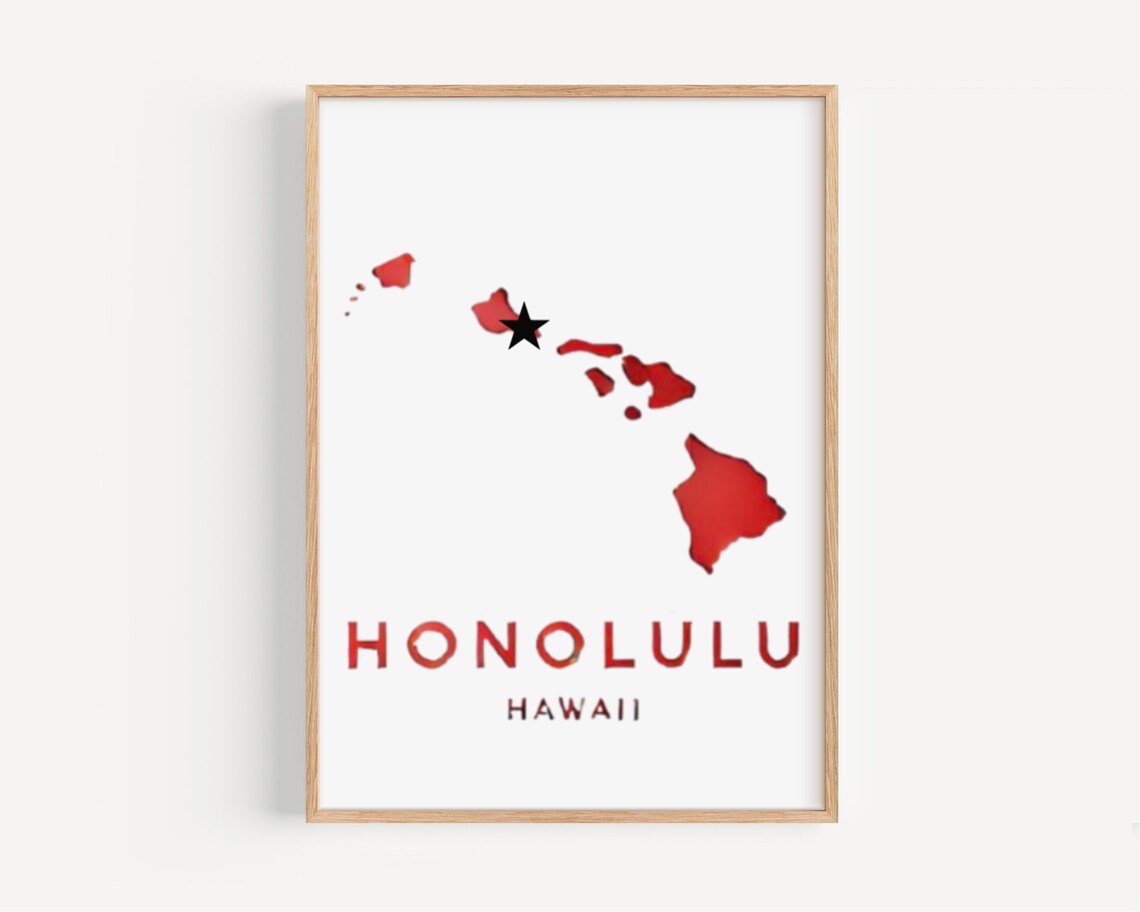 Honolulu Travel Poster, Hawaii Island Decor