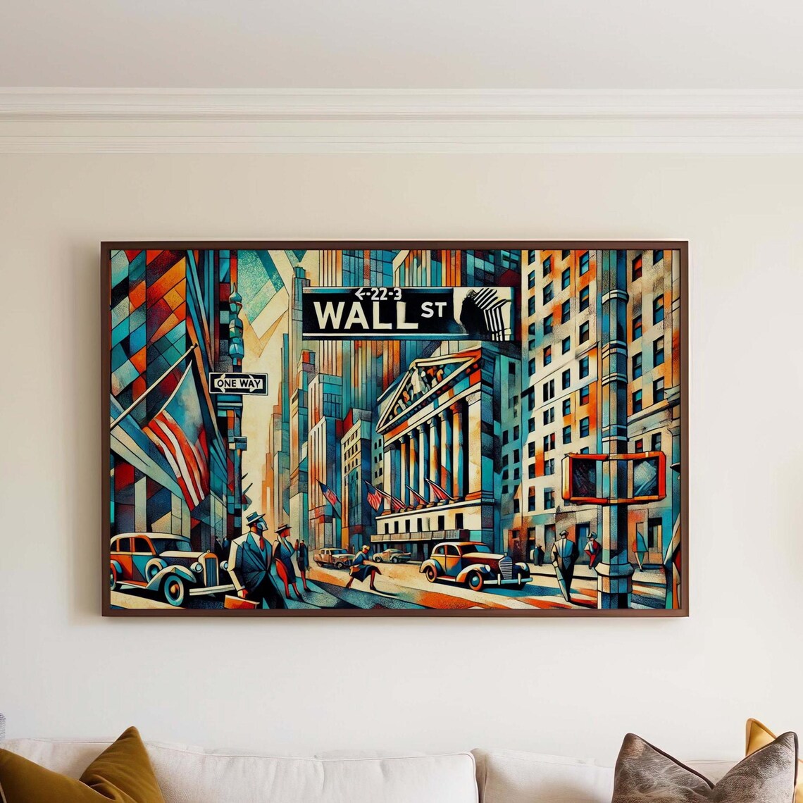 Wall Street Cubism Art Print, Manhattan Travel Poster