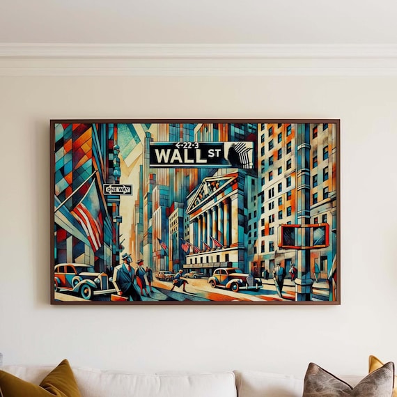 Wall Street Cubism Art Print, Manhattan Travel Poster