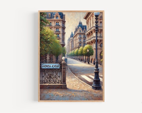 Print Of Avenida Alvear Buenos Aires Wall Art Travel Poster Argentina Gift Elegant City Decor South America