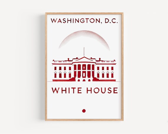 Washington DC White House Bold Red Architectural Graphic Poster