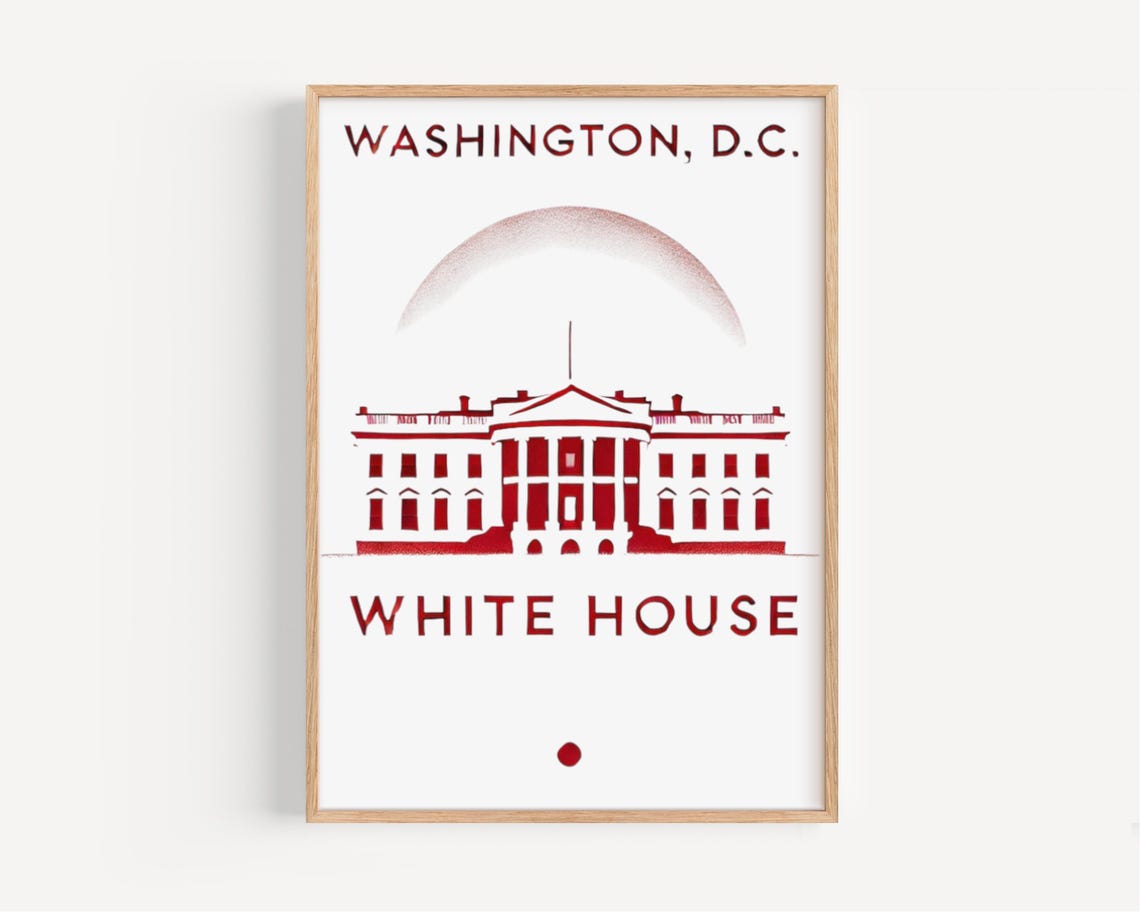 Washington DC White House Bold Red Architectural Graphic Poster