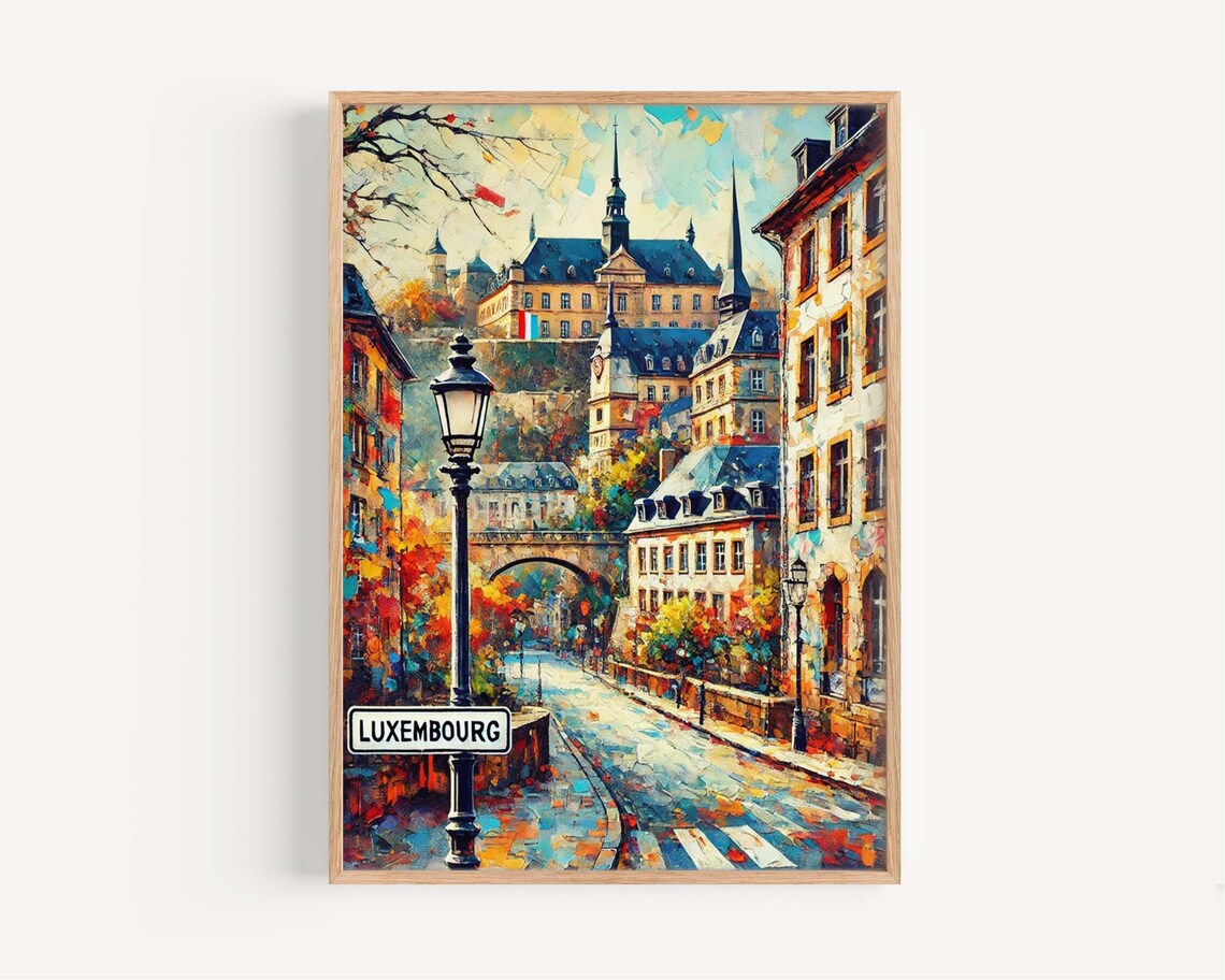 Luxembourg Travel Poster, Modern European Art Print