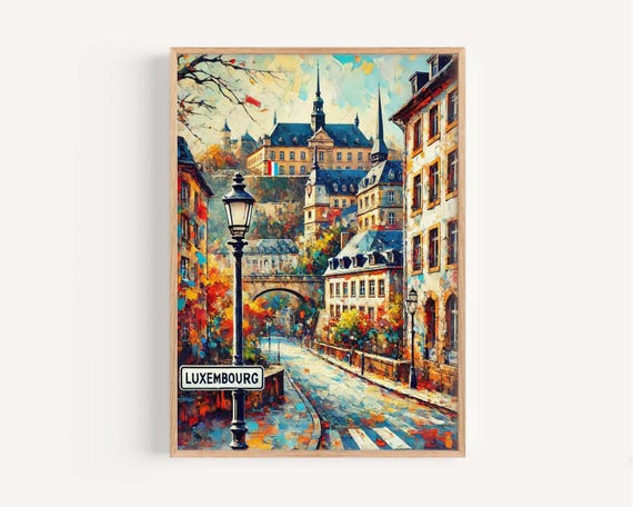 Luxembourg Travel Poster, Modern European Art Print