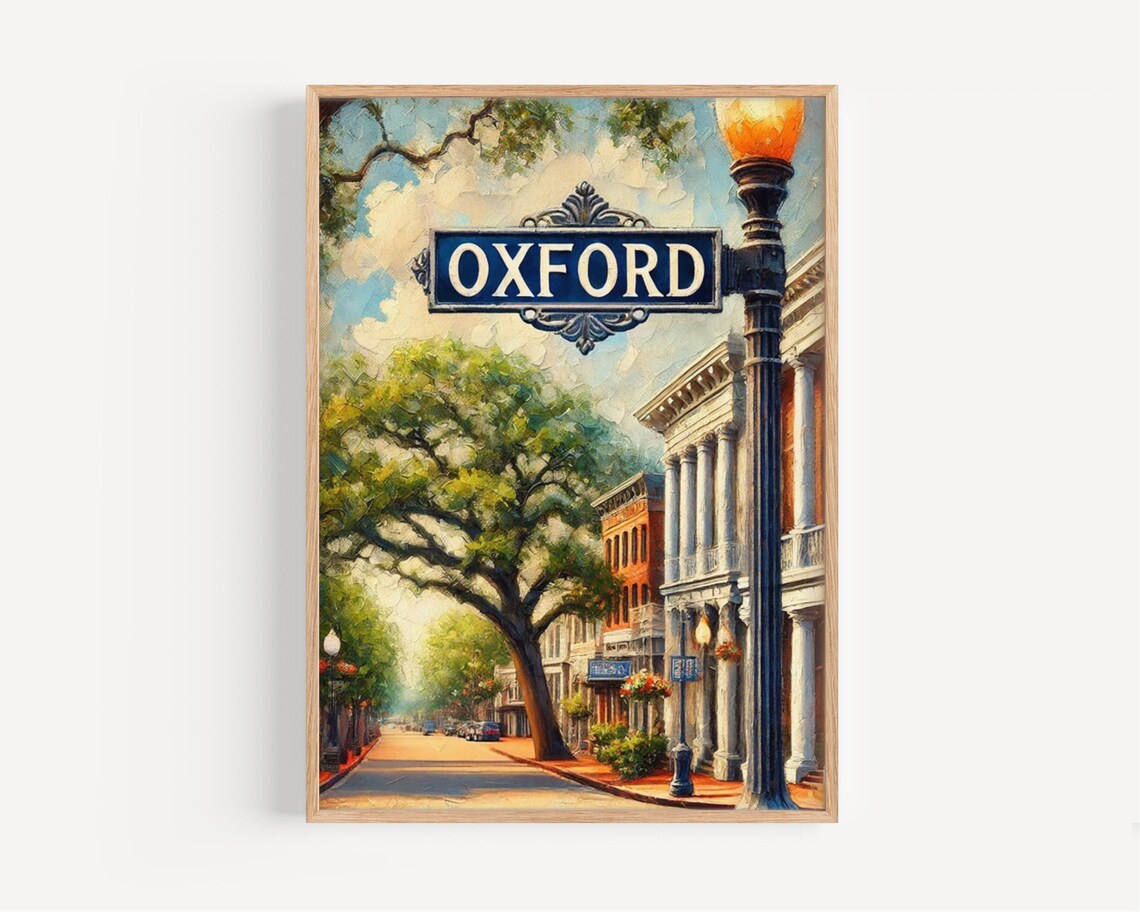 Oxford Mississippi Courthouse Square Vintage Street Scene Art Poster