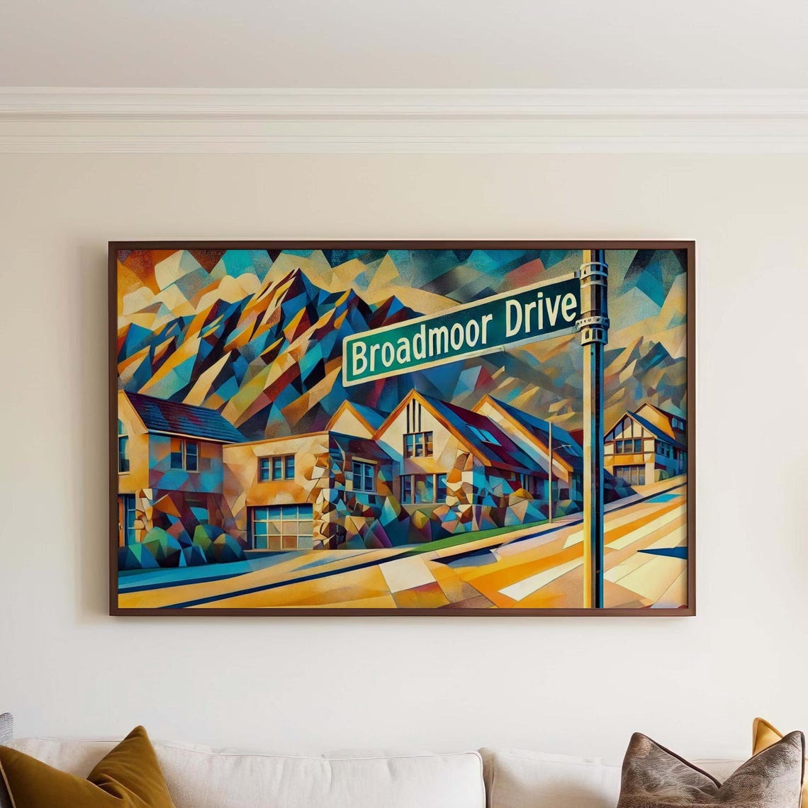 Broadmoor Drive Colorado Springs Cubist Mountain Street Poster