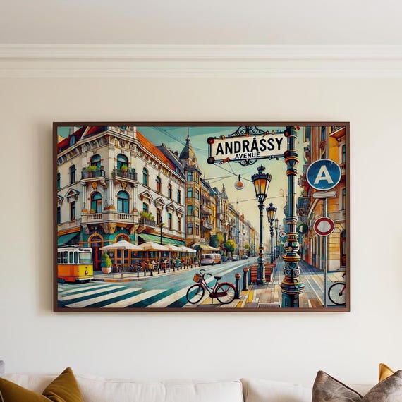 Andrssy Avenue Wall Art Print Budapest Travel Poster Hungarian Decor Housewarming Gift Hungary Elegant Cityscape Illustration