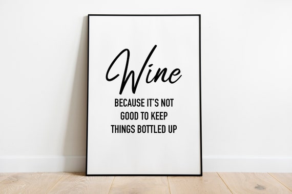 Wine Kitchen Quote Print, Kitchen Wall Decor
