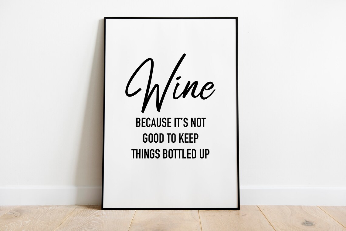 Wine Kitchen Quote Print, Kitchen Wall Decor