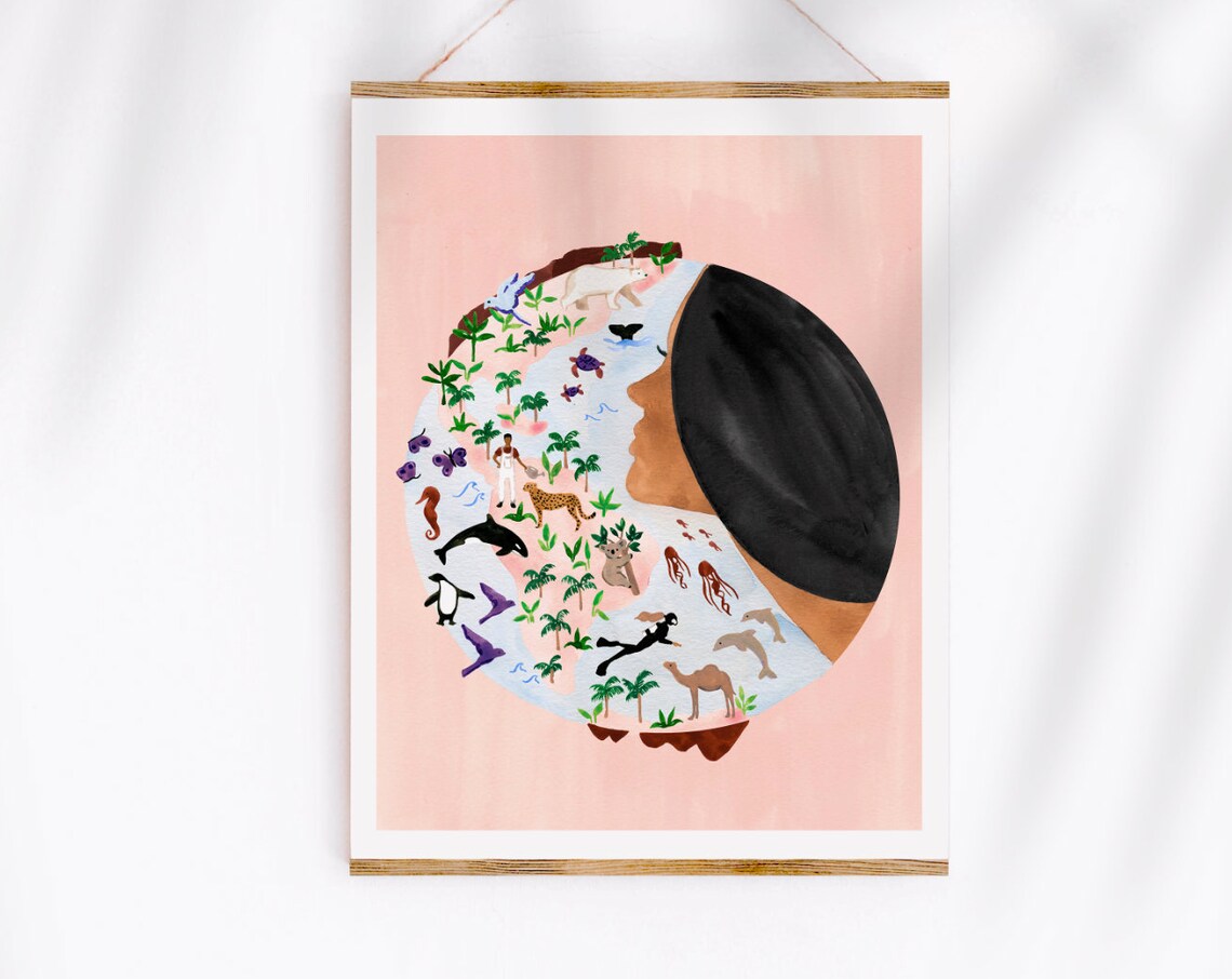 Mother Earth Art Print, Environmental Planet Artwork