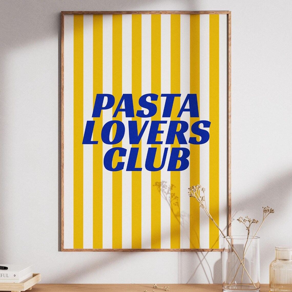 Pasta Lovers Club Art Print, Kitchen Quirky Style