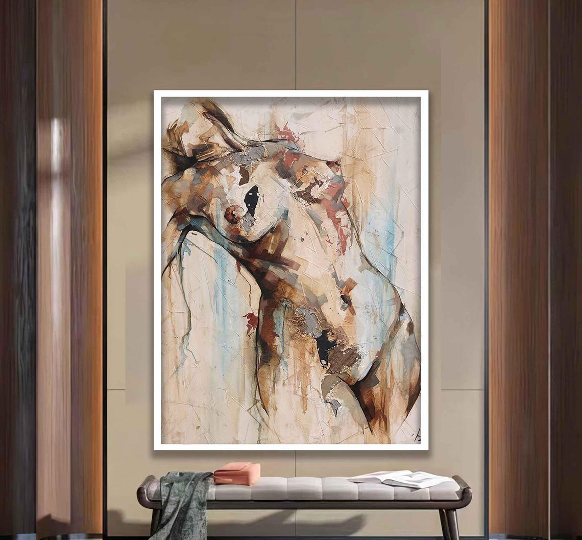 Nude Abstract Painting Wall Art Erotic Abstract Art Print Poster Print Knife Style Decor Sexy Girl Bedroom Decor - Image 2