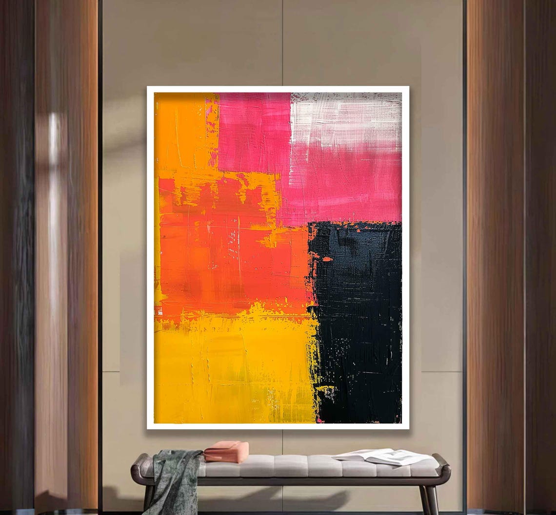 Abstract Painting Colorful Print Pastel Pink Print Coral Pink Painting Print Extra Large Abstract Wall Art Print Large Art Print - Image 4