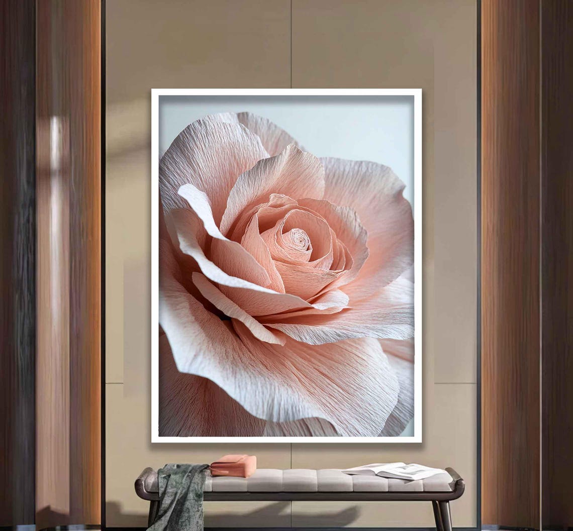 Soft Pink Rose Close Up Romantic Floral Photography Art Poster - Image 2