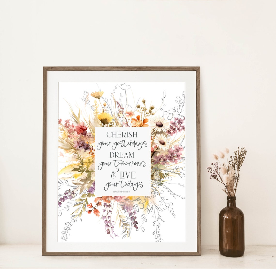 Cherish Your Yesterdays Henry David Thoreau Wildflower Quote Poster - Image 4