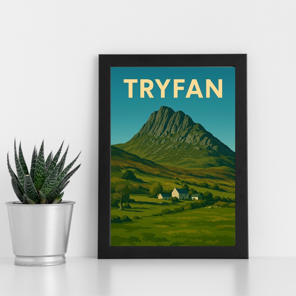 Tryfan Mountain Snowdonia Wales Vintage Hiking Travel Poster
