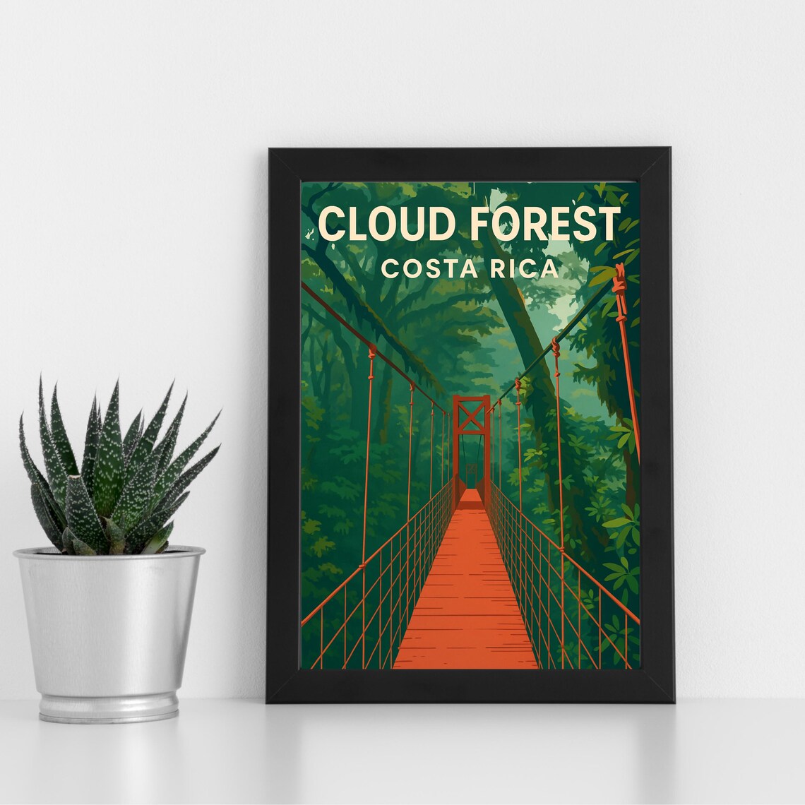 Cloud Forest Print Artwork L Costa Rica Central America Custom Poster Postcard Framed Greeting Card Portrait