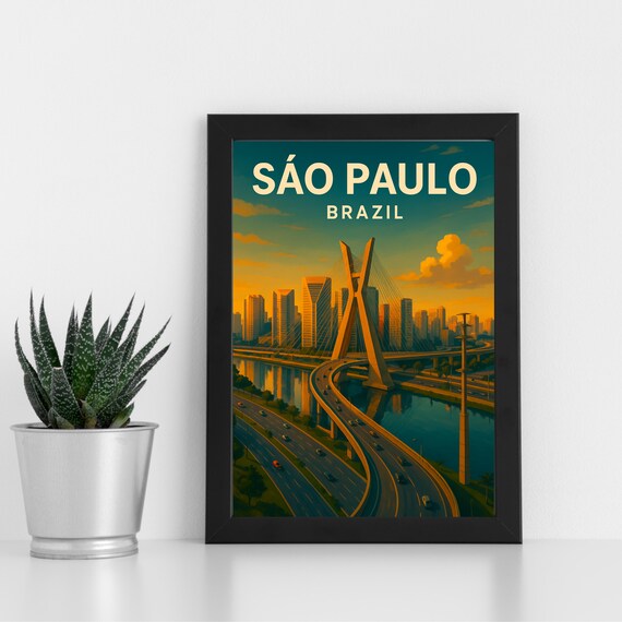 Sao Paulo Print Artwork L Brazil South America Custom Poster Postcard Framed Greeting Card Portrait
