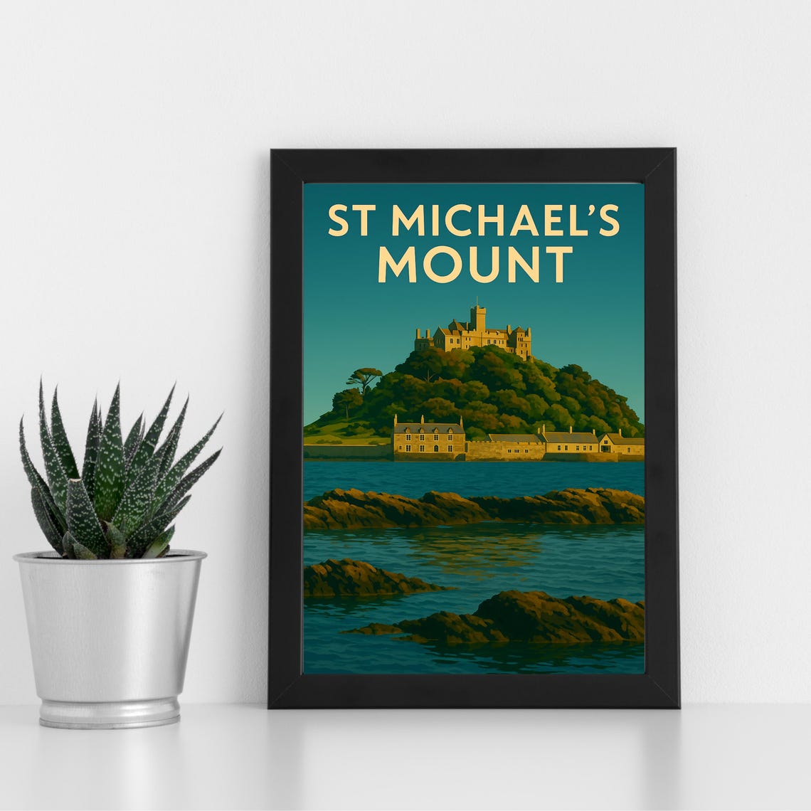 St Michael's Mount Vintage Travel Poster Cornwall Coast at Dusk