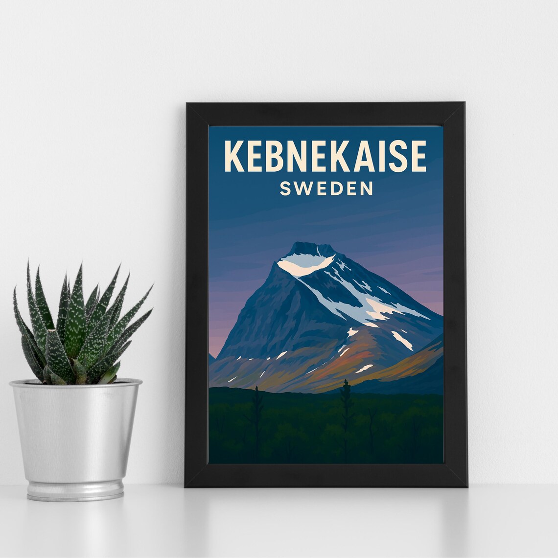 Kebnekaise Sweden Twilight Mountain Peak Vintage Travel Poster