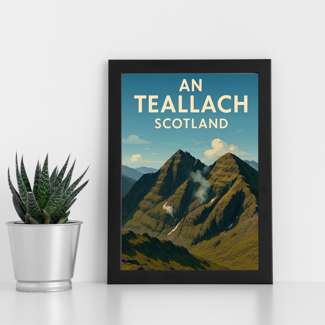 An Teallach Scotland Rugged Mountain Peaks Vintage Travel Poster
