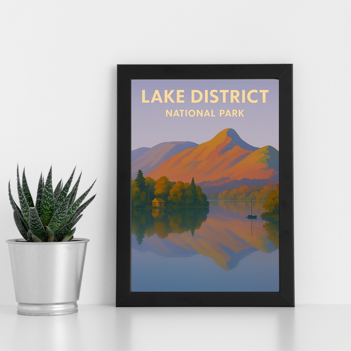 Lake District National Park Sunset Mountain Reflection Poster