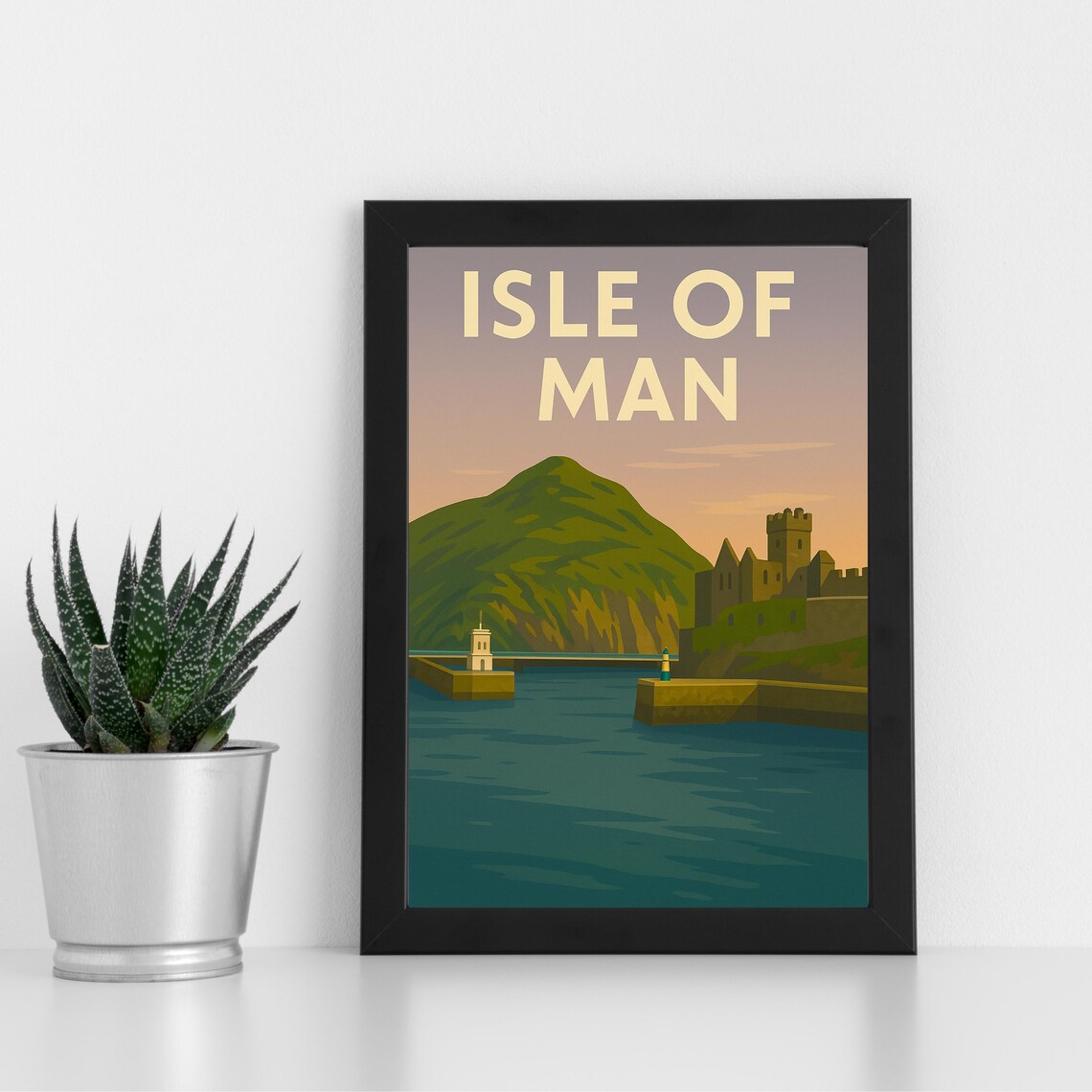 Isle Of Man Historic Old Harbor Castle Vintage Travel Wall Art