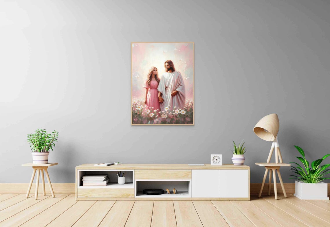 Hand In Hand Modern Christian Art Jesus With Girl Jesus Prints Lds Art Bible Painting Jesus And Woman Jesus Art Christian Prints - Image 6