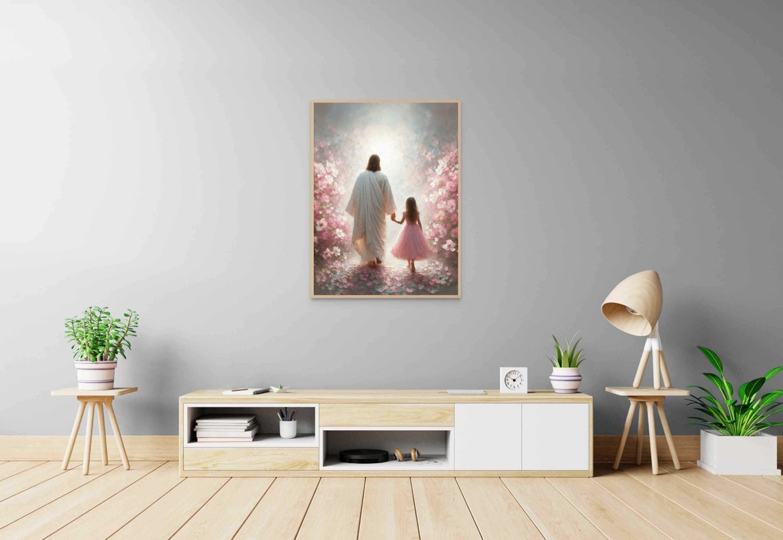 A Path Of Faith Christian Painting Jesus Walking With Girl Art Jesus Christ Painting Lds Art Bible Painting Jesus With Children Art - Image 5