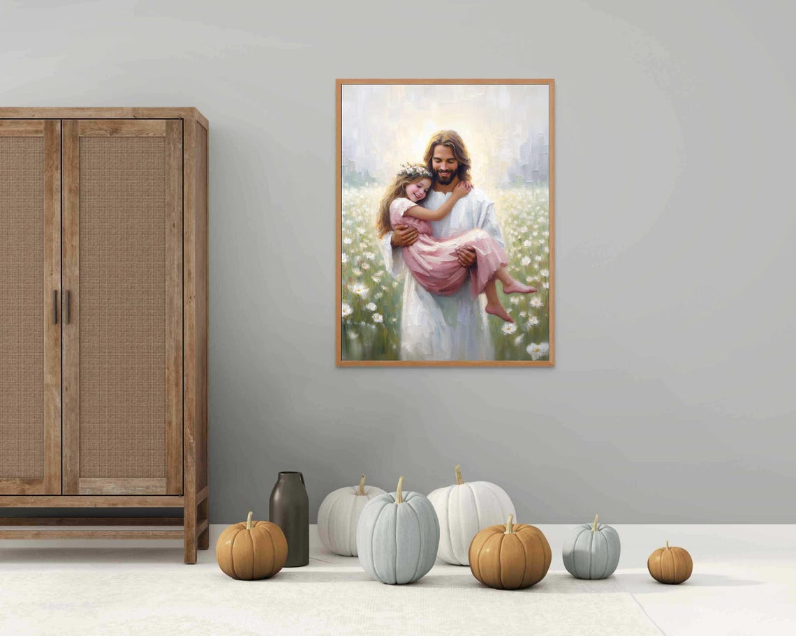 Faith In Him Christian Wall Art Jesus And Girl Jesus Painting Lds Painting Bible Wall Art Jesus With Kids Jesus Wall Art Jesus Print - Image 3