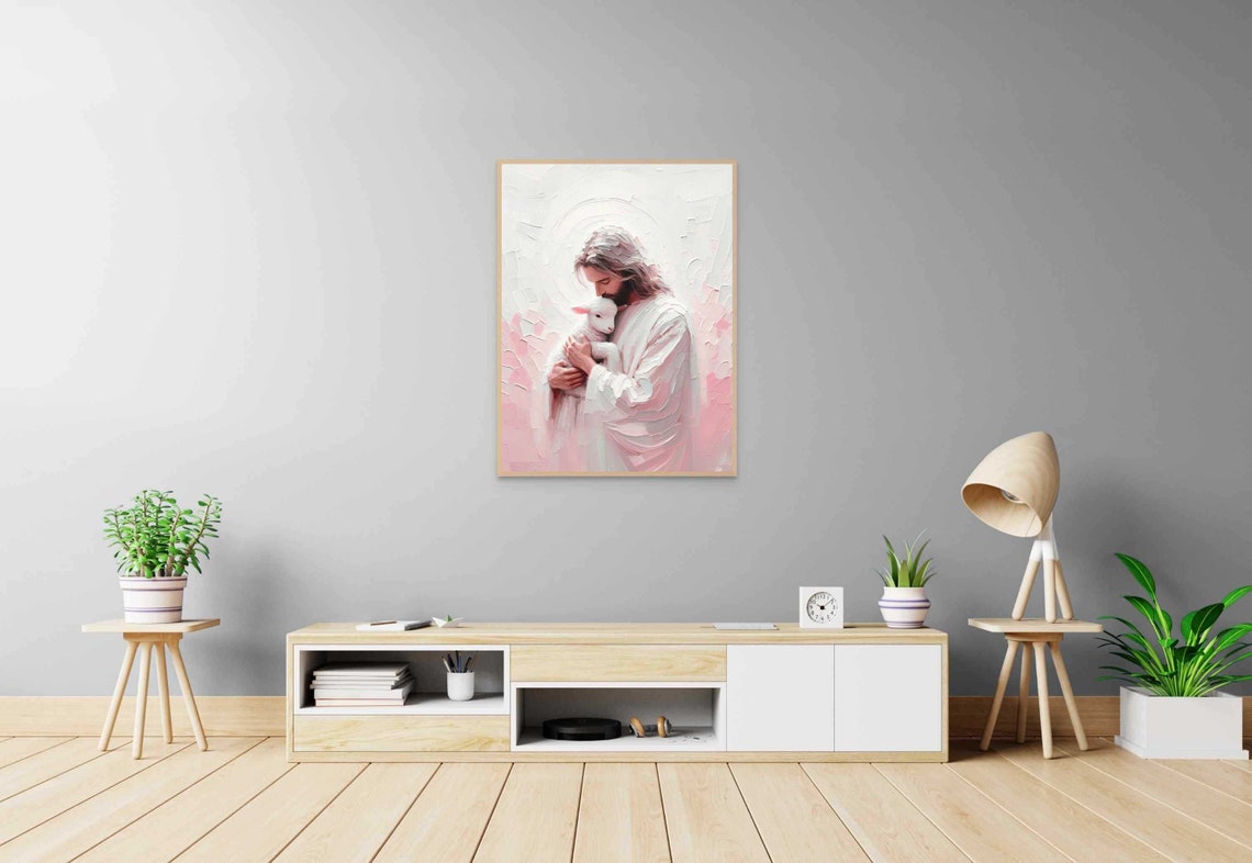 Jesus Holding Lamb Close Good Shepherd Leave the 99 Art Poster - Image 6