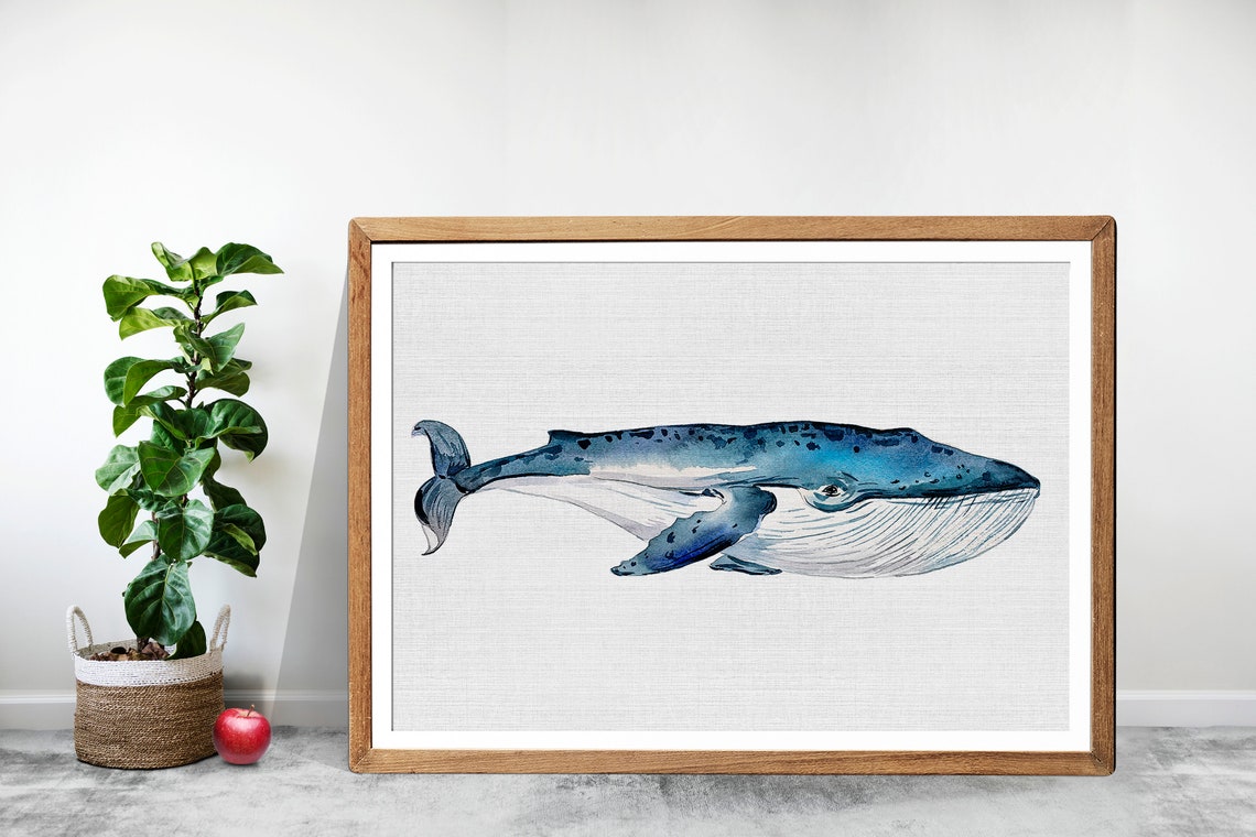 Whale Nursery Watercolor, Nautical Nursery Art Print - Image 3