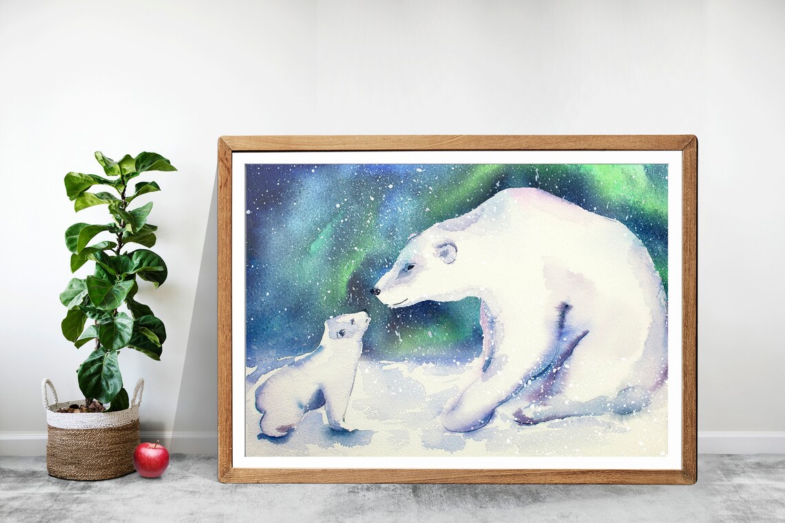 Polar Bear Watercolor Art Print, Nursery Decor - Image 4