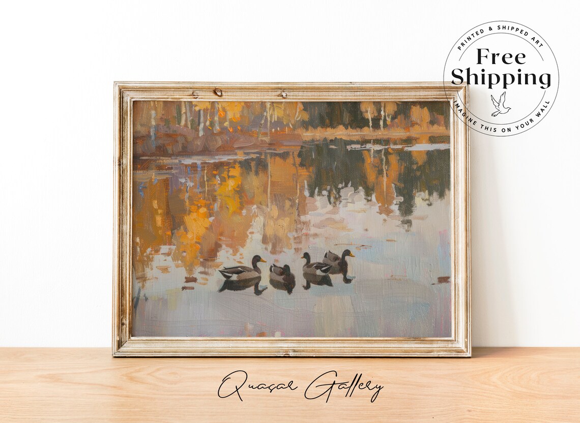 Fall Wall Art Landscape, Cozy Autumn Art Print