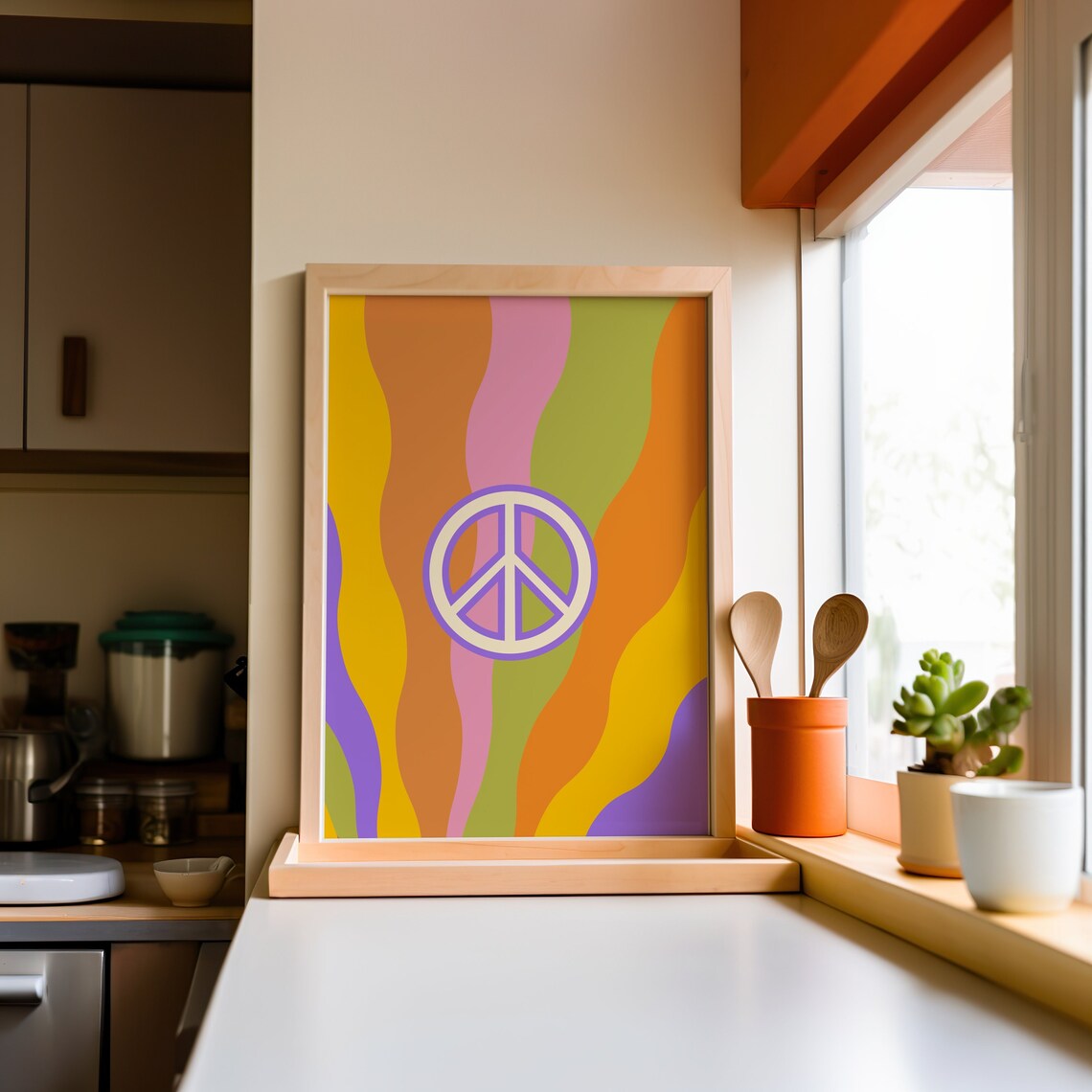 Retro Peace Poster, Trendy Wall Decor Art Print - Image 4