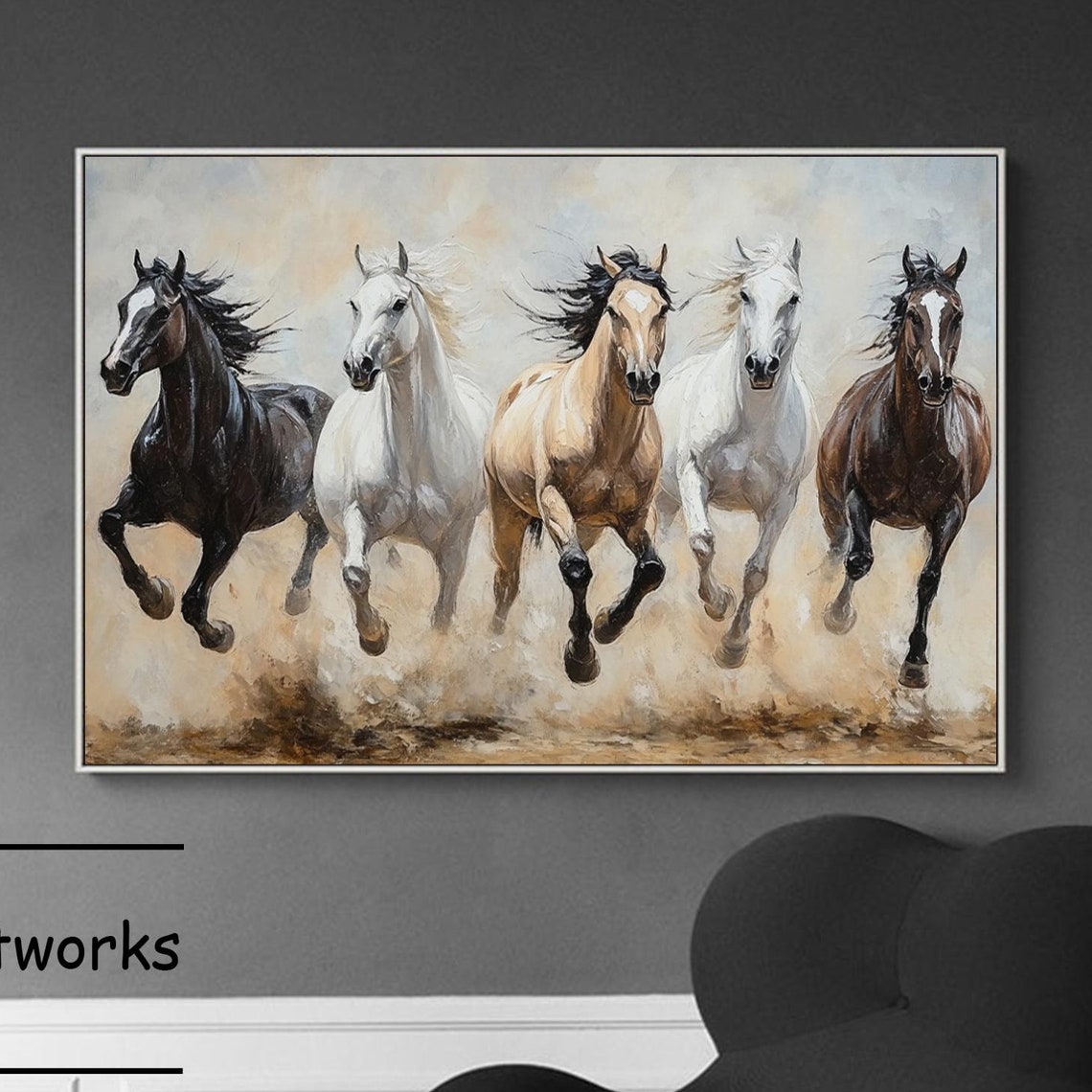Horse Art Oil Painting Running Horse Painting Original Animal Painting 100 Hand Painted Wall Art Horse Abstract Painting Office Wall Art