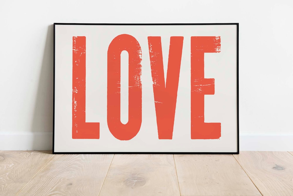 Quirky Bedroom Love Typography Poster, Funky Home Decor