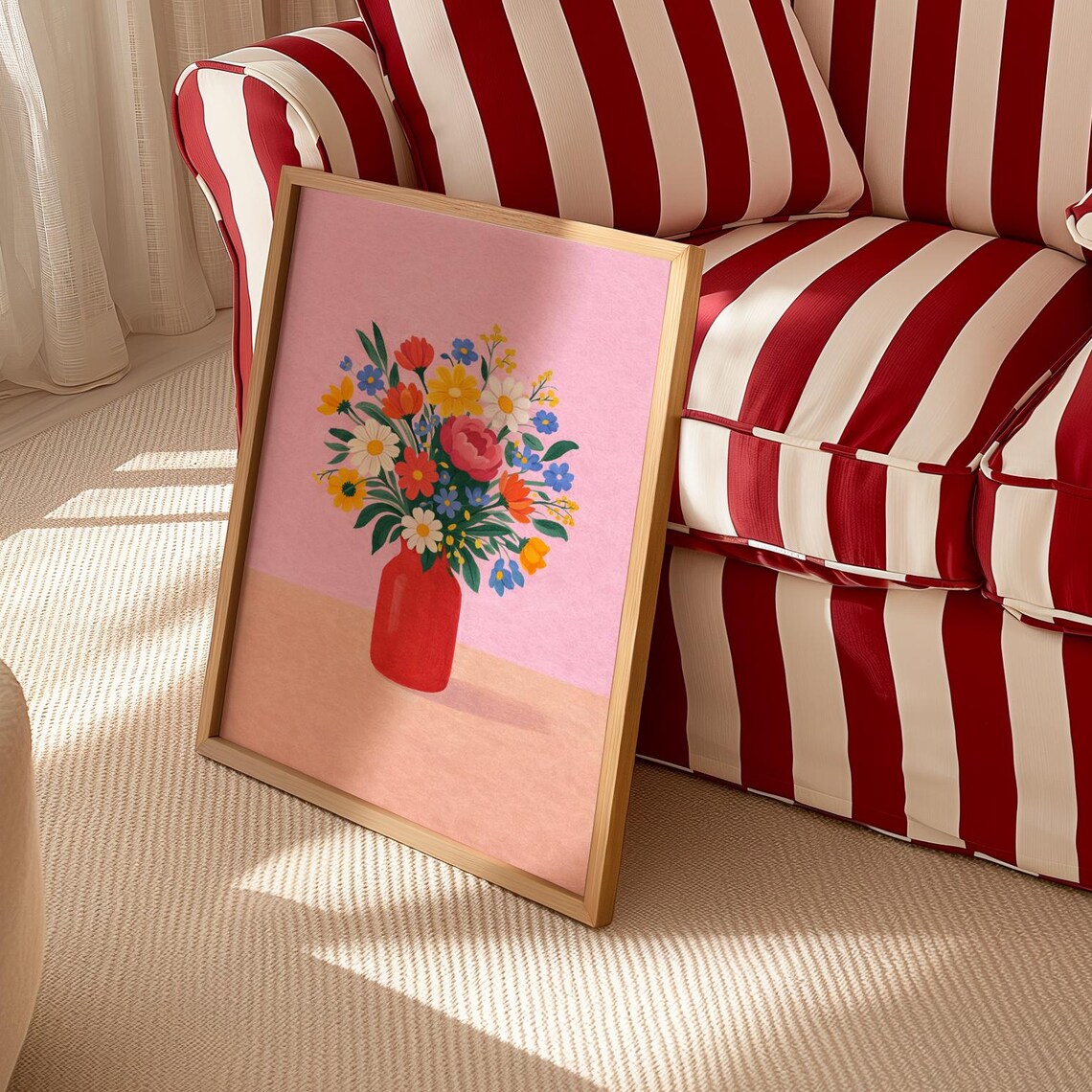 Colorful Floral Wildflower Bouquet, Wall Art Print