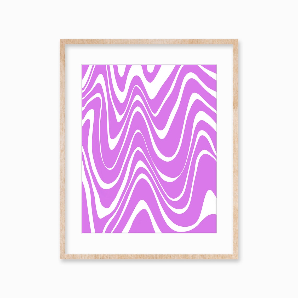 Purple White Wavy Stripe Retro Psychedelic Groovy Art Poster