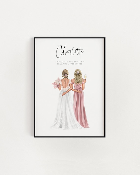 Personalized Bridesmaid Wedding Keepsake Art Print