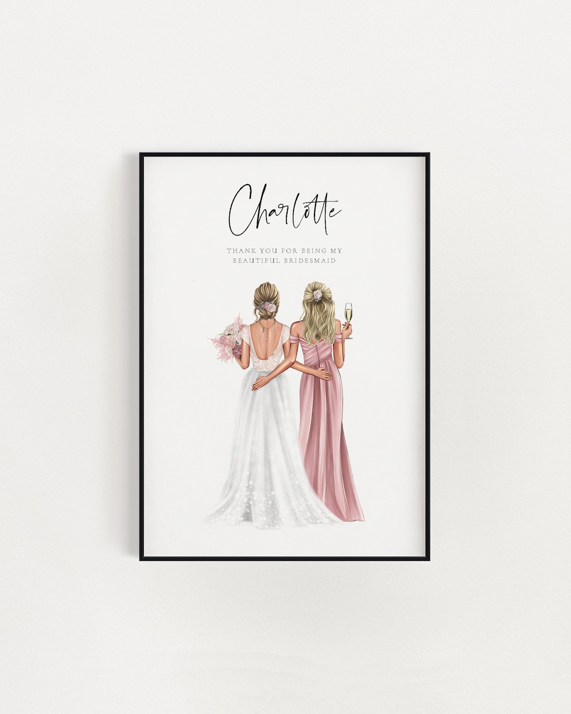 Personalized Bridesmaid Wedding Keepsake Art Print