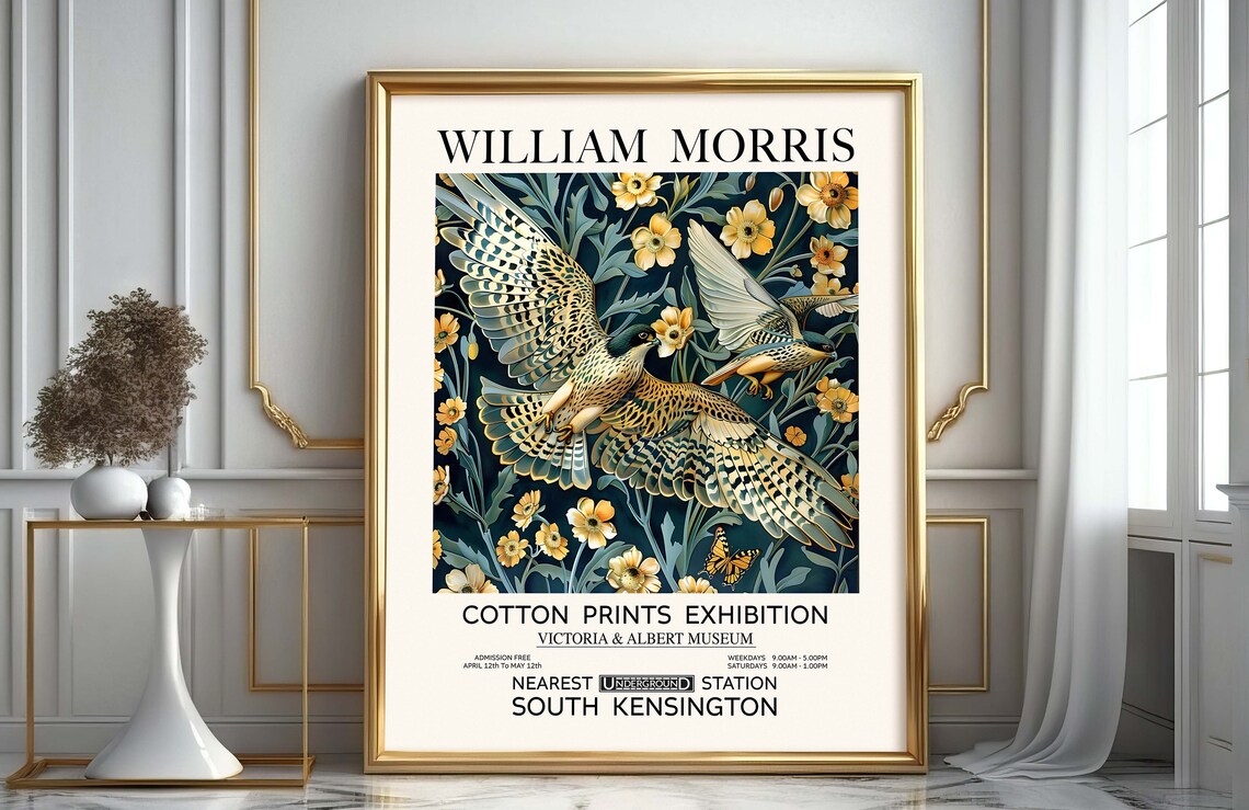 William Morris Peregrine Falcon Among Golden Flowers Exhibition Poster