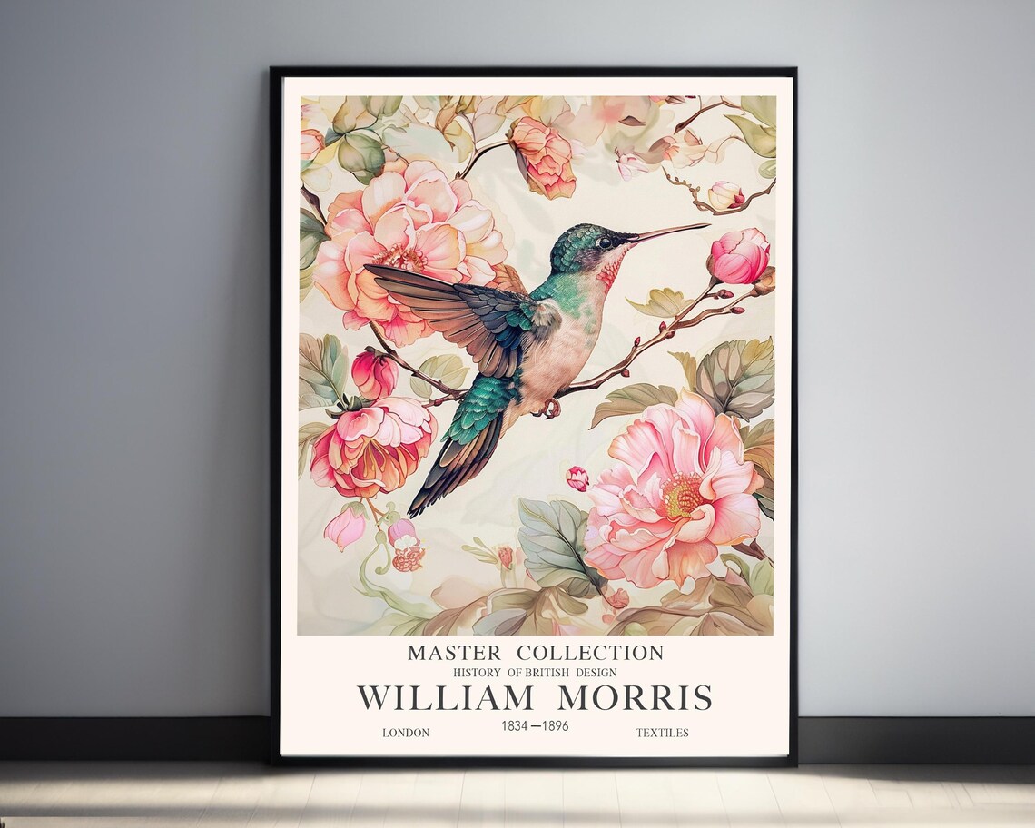 William Morris Humming Bird Vintage Poster Print