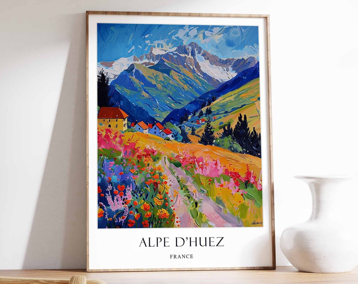 Alpe d'Huez France Mountain Village Wildflower Impressionist Poster