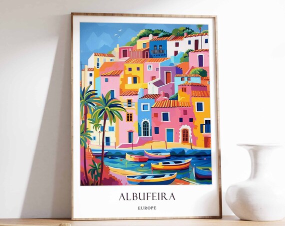 Albufeira Portugal Beach Travel Poster, Algarve